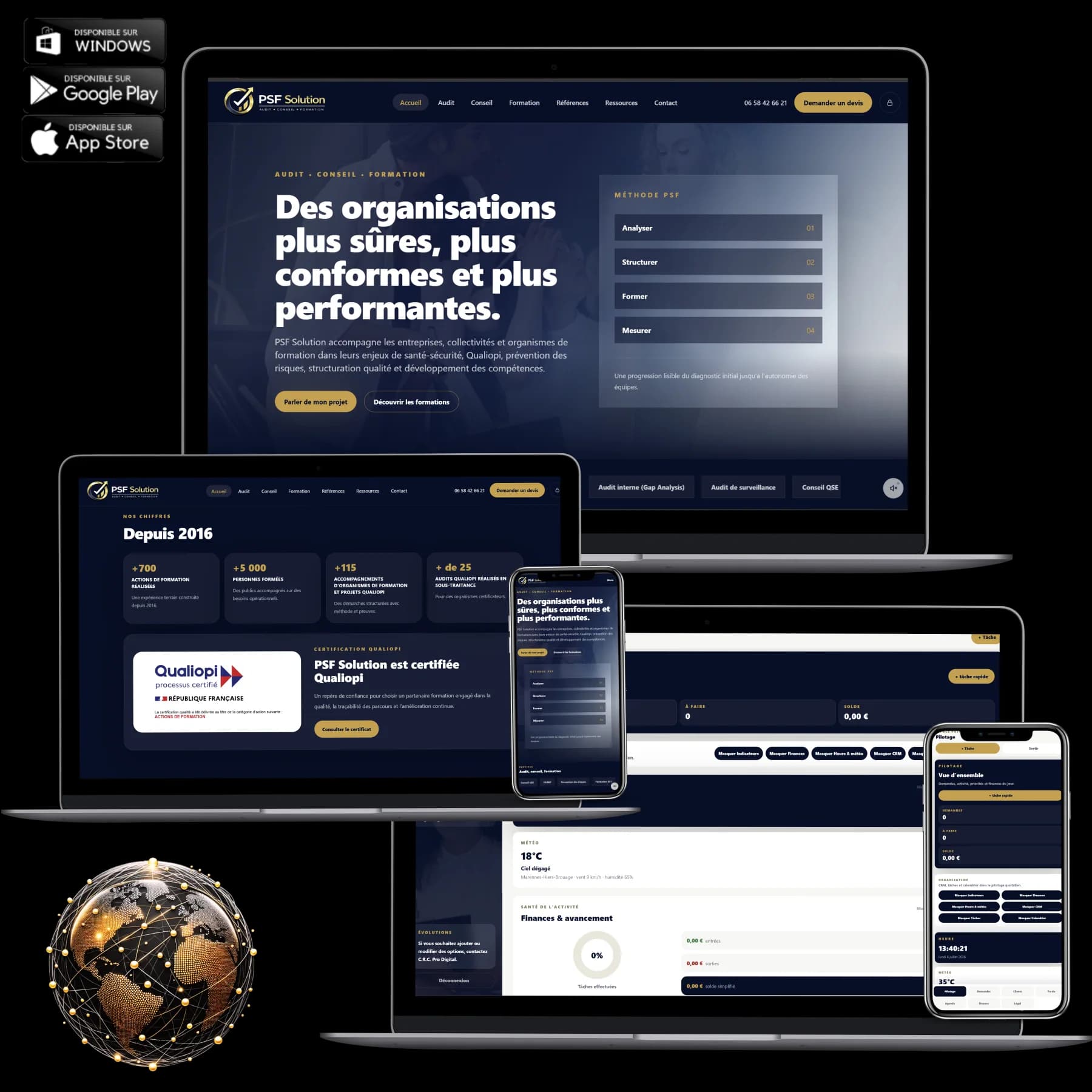 Architecture de contenus experts du site PSF Solution