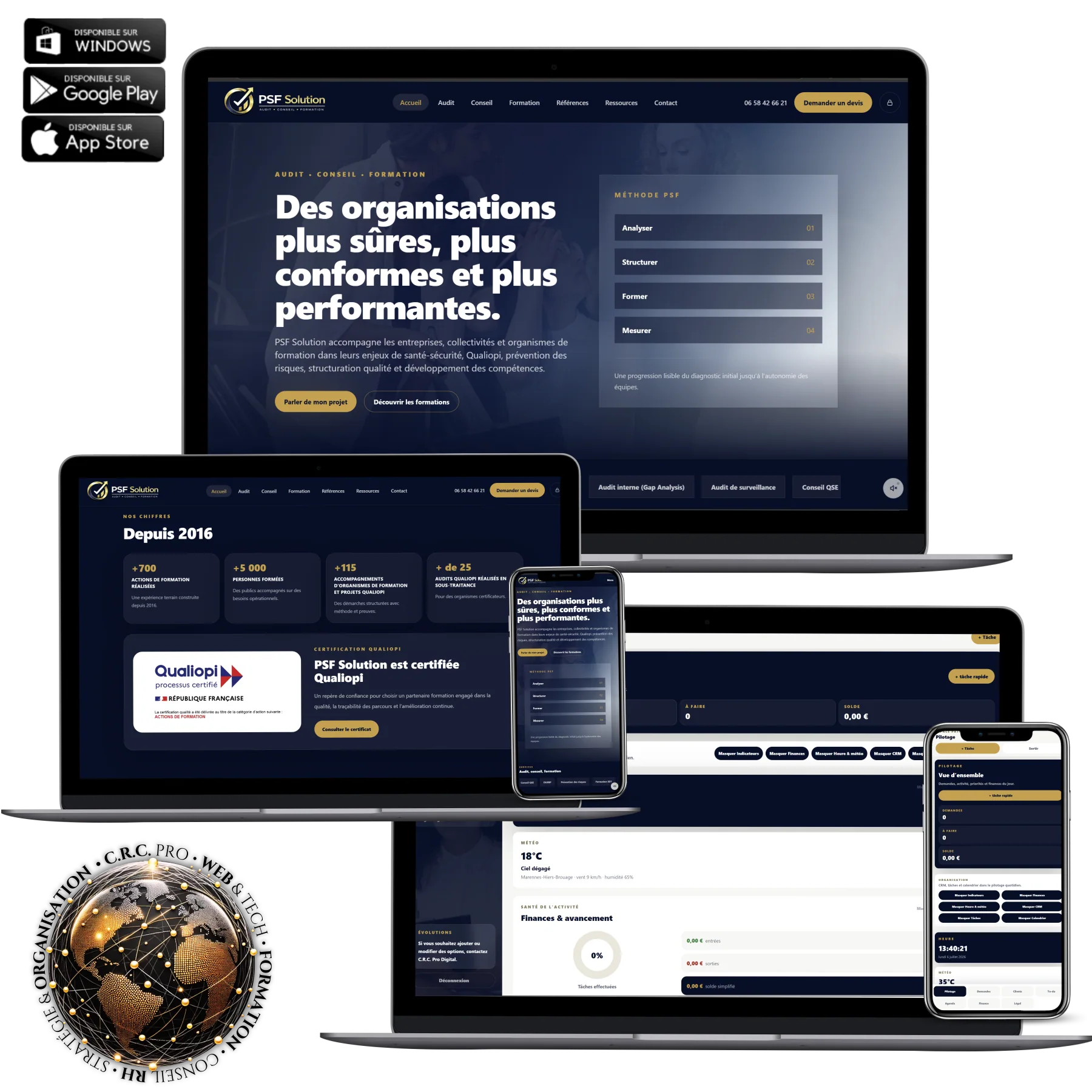 Présentation du site PSF Solution, audit, conseil et formation