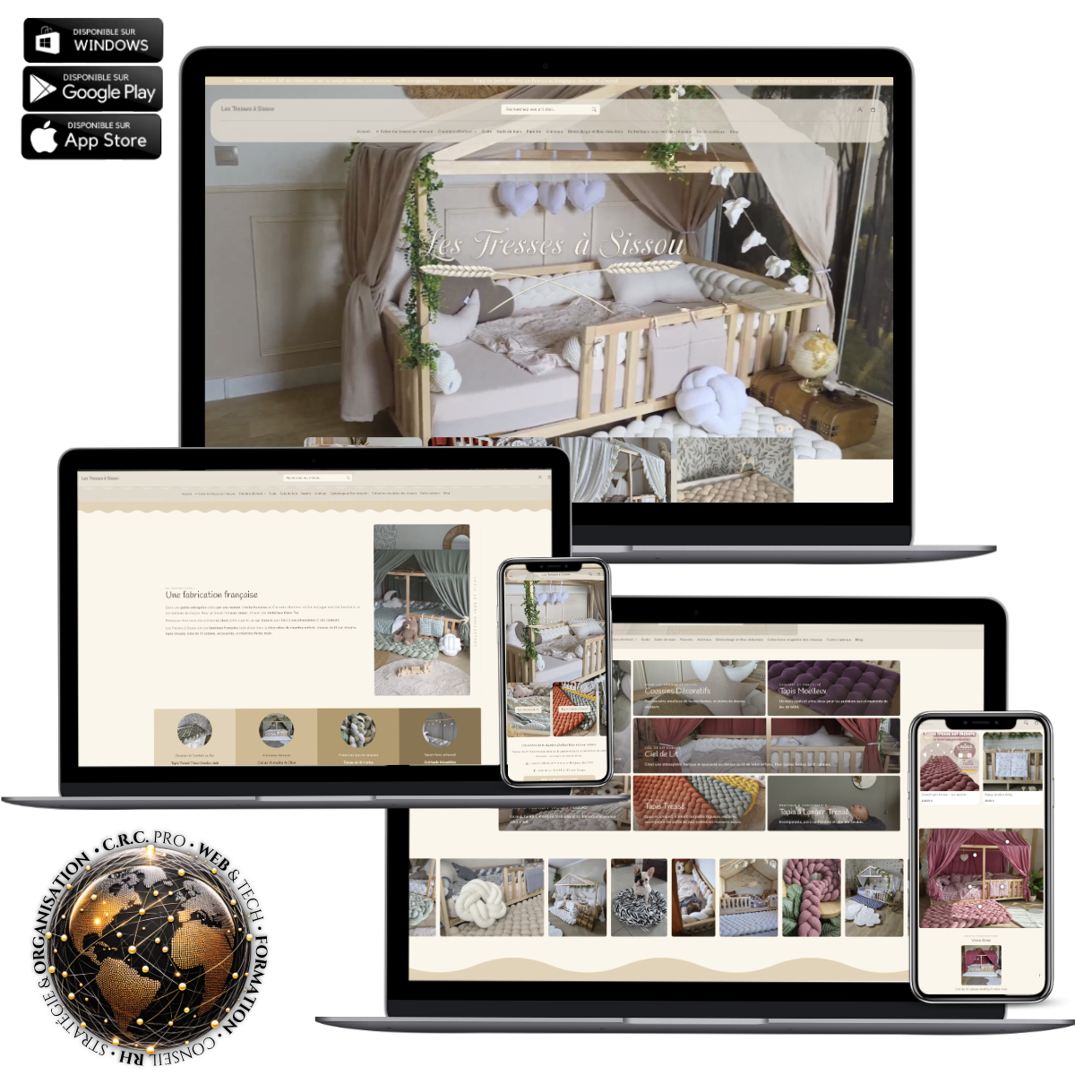 Une réalisation e-commerce C.R.C. Pro Digital sur ordinateur et mobile